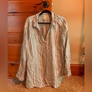 C and C white and blue striped linen shirt